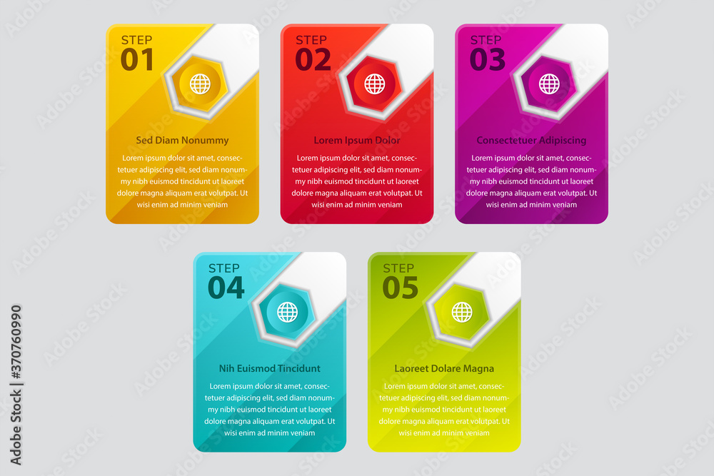 Poster infographic template with 5 hexagon with line icons, process chart, vector eps10 illustration. recta
