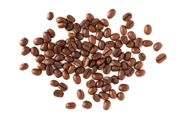 Coffee beans isolated on white background,Top view.
