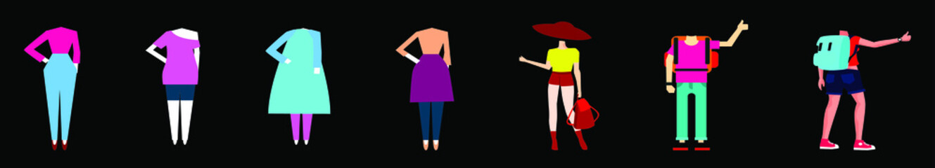 set of fashion model clothes icon design with various models. vector illustration