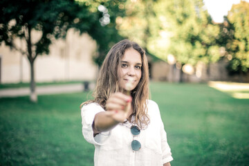 A girl in a park