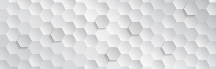 Abstract geometric background with hexagons. Polygonal shape light and shadow effect on the grey background