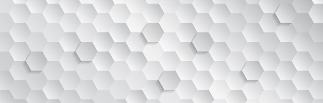Abstract geometric background with hexagons. Polygonal shape light and shadow effect on the grey background