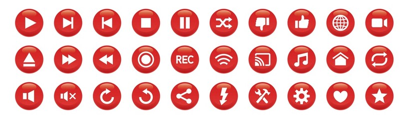 Video button icon set 30