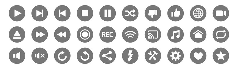 Video button icon set 30