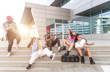 Group of hip hop dancers permorming their dance.
