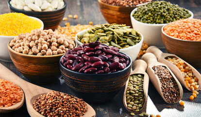 Composition with variety of vegetarian food ingredients