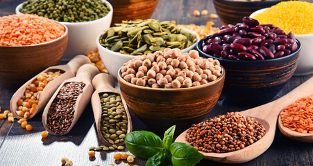 Composition with variety of vegetarian food ingredients