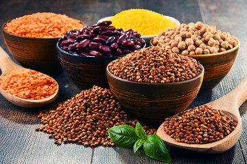 Composition with variety of vegetarian food ingredients