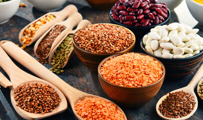 Composition with variety of vegetarian food ingredients