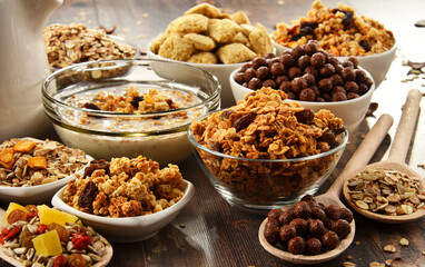 Composition with different sorts of breakfast cereal products