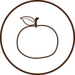 Simple Vector Icon Apple in Brown