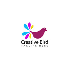 creative bird colors logo template design vector