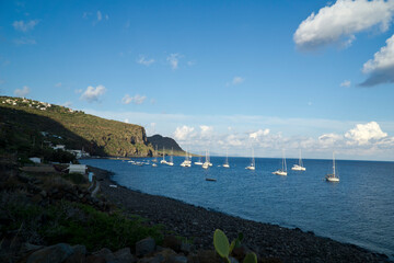 Italy Sicily Aeolian Islands, Alicudi Island, the bay before sunset