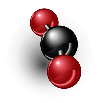 Carbon Dioxide basic form. Chemical model of carbon dioxide element CO2 molecule and molecular structure. 