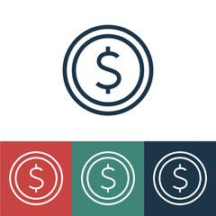 Linear vector icon with coin