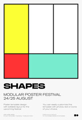 Linear Shapes Modern Poster Design Template