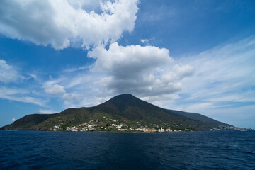 Italy Sicily Aeolian Island of Salina, seen from the sea