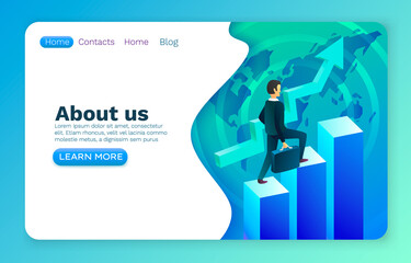 Career stairs office business man, finance success marketing, business web design. Vector
