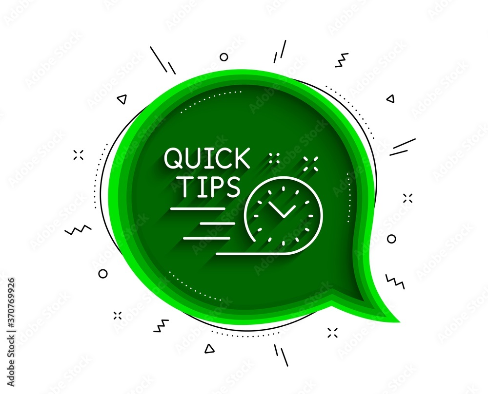 Poster quick tips line icon. chat bubble with shadow. helpful tricks sign. tutorials symbol. thin line quic