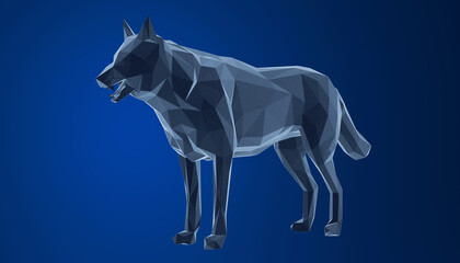 3d low poly wolf