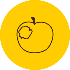 Simple Vector Icon Apple in Brown with Yellow Background