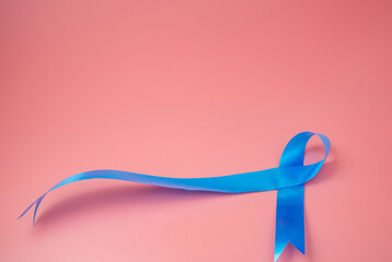 Blue ribbon symbol for  prostate cancer.