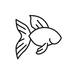 Goldfish line icon design. Fish carp outline symbol for web. Aquarium sign isolated on white background