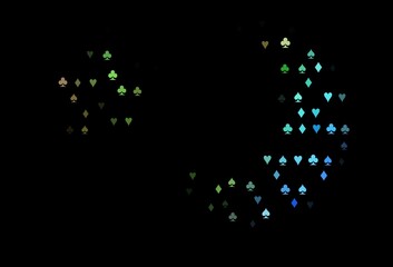 Dark Multicolor, Rainbow vector texture with playing cards.