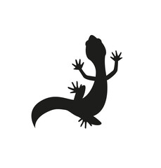Lizard black silhouette vector illustration isolated on white background. Reptile gecko symbol