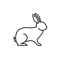 Rabbit simple flat line icon for web. Bunny linear illustration. Black outline modern hare pictogram design. - Vector