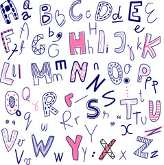 Alphabet letters. Hand drawn lettering.