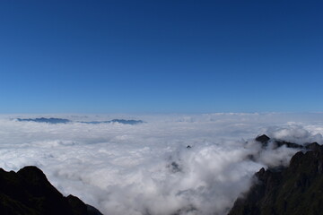Sea of ​​clouds seen from Mt. Fansipan the highest peak in Vietnam