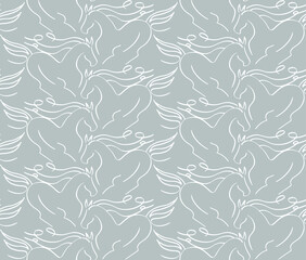 Obraz premium Abstract Horses Outline Drawing Seamless Vector Pattern Isolated Background