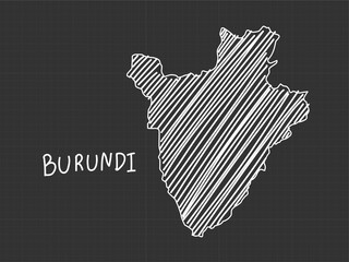Burundi map freehand sketch on black background.