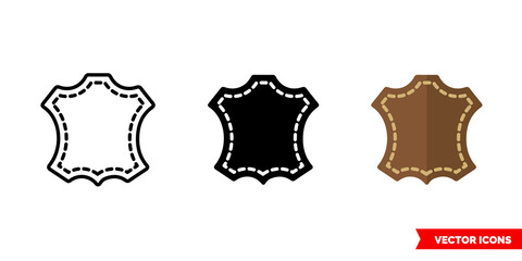 Leather icon of 3 types color, black and white, outline. Isolated vector sign symbol.
