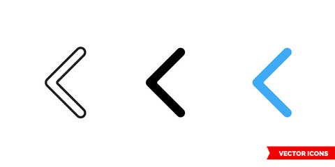 Obraz premium Left icon of 3 types color, black and white, outline. Isolated vector sign symbol.