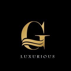 Golden Initial G Letter Logo Luxury, creative vector design concept for luxury business