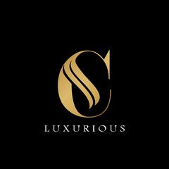 Golden Initial C Letter Logo Luxury, creative vector design concept for luxury business