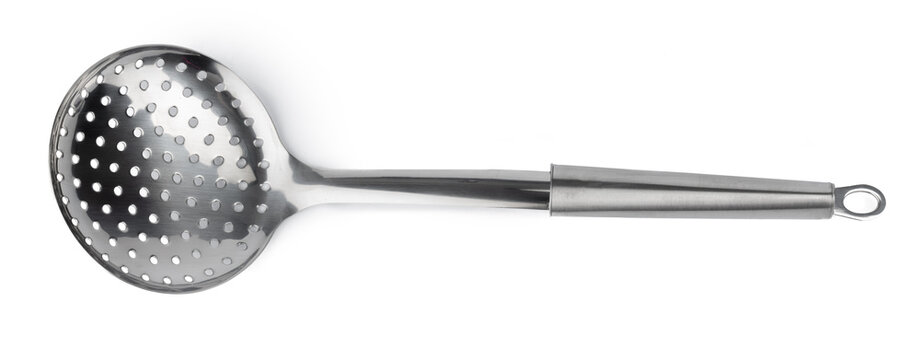 Aluminum new kitchen utensil isolated on white