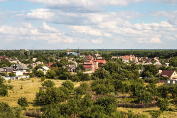 Fototapeta na wymiar Residential buildings from a bird's eye view. Donbass 10.08.2020 year.