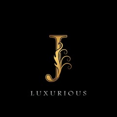 Golden Luxurious Initial Letter J Logo, Gold vector design luxury business logo icon