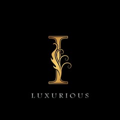 Golden Luxurious Initial Letter I Logo, Gold vector design luxury business logo icon