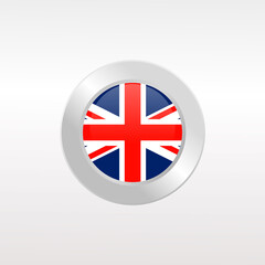 Flag of United Kingdom. Metal Round Icons, flat stle vector illustration, United Kingdom from europe