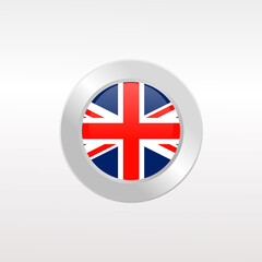 Obraz premium Flag of United Kingdom. Metal Round Icons, flat stle vector illustration, United Kingdom from europe