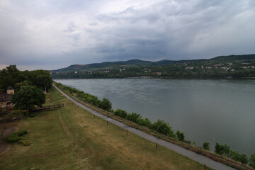 Fototapeta na wymiar Bank of danube river in Kravany nad Dunajom village, south Slovakia