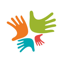 Hand Colorful Creative  Connection with Teamwork