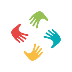 Hand Colorful Creative  Connection with Teamwork