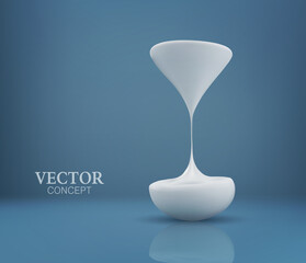 Vector concept. Flowing milk in the form of an hourglass on a blue background. Template for design.