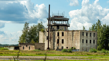 air traffic control building on an abandoned airfield