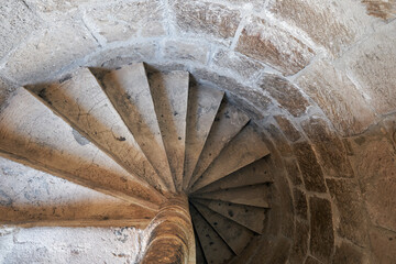 The spiral staircase in Kolossi Castle. Kolossi. Limassol District. Cyprus